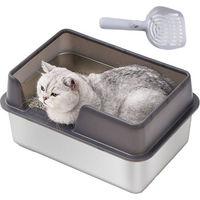 Produktbild von SURFOU Katzenecktoilette aus Edelstahl mit Spritzschutz für Katzen, Kaninchen und Frettchen 50 x 35 x 25 cm - 1 Stk.