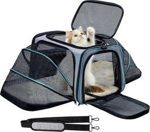 SURFOU Tiertransporttasche als Katzenrucksack und Hundetransportbox aus Oxford-Gewebe in Grau – Bild 1 von 5