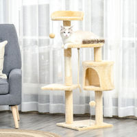Produktbild von Sweiko Katzenbaum Kratzbaum mit Schlafhöhle und Treppe Beige 40 x 40 x 114 cm