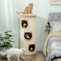 Produktbild von Sweiko Katzenkratzbaum Grau mit 4 Ebenen, 3 Schlafhöhlen und waschbarem Bett, 96 cm Kratztonne für Katzen