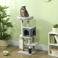 Produktbild von Sweiko Kratzbaum für Katzen 104 cm mit Katzenhöhle und Sisal-Kratzsäulen in Hellgrau