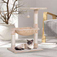 Produktbild von Sweiko Kratzbaum für Katzen 70 cm mit Sisalsäule, Hängematte und Plüschball in Beige