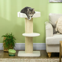 Produktbild von Sweiko Kratzbaum für Katzen 91cm mit Katzenbett und Plattform in Creme aus Wolle