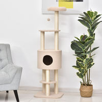 Produktbild von Sweiko Kratzbaum für Katzen mit Höhle, Sisalstämmen und 4 Spielzeugen, 148 cm hoch