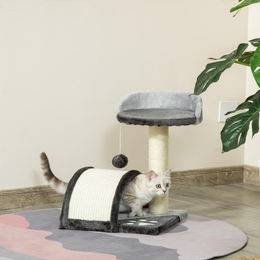 Sweiko Kratzbaum für Katzen mit Höhle, Spielball und Sisal-Seil, 46 cm, Dunkelgrau – Bild 1 von 2