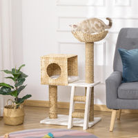Produktbild von Sweiko Kratzbaum für Katzen mit Katzenhaus und Sisal-Kratzsäulen in Weiß/Natur
