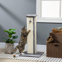 Produktbild von Sweiko Kratzbaum für Katzen und Kitten aus Plüsch und Sisal mit Spielball Creme Grau 41 x 41 x 81 cm