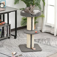 Produktbild von Sweiko Kratzbaum für kleine bis mittelgroße Katzen, 91 cm, Grau mit Sisalstämmen und Kissen