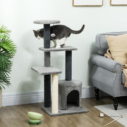 Sweiko Kratzbaum Grau mit Katzenhöhle und Sisal-Kratzsäulen für Katzen bis 5 kg – Bild 1 von 1