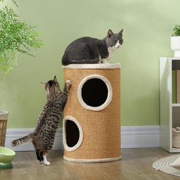 Sweiko Kratztonne für Katzen aus Plüsch und Sisal in Braun-Beige 35 x 60 cm – Bild 1 von 2