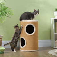 Produktbild von Sweiko Kratztonne für Katzen aus Plüsch und Sisal in Braun-Beige 35 x 60 cm