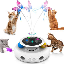 SWGOTA Interaktives Katzenspielzeug 3-in-1 mit Schmetterling und Kugelbahn Elektrisch aus Kunststoff für erwachsene Katzen – Bild 1 von 5
