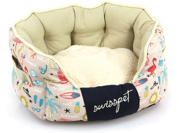 SwissPet Hundebett und Katzenbett Flamingo Schlafplatz aus Nylon in Beige oder Rosa Größe S – Bild 1 von 3