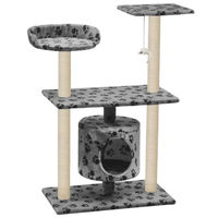 Produktbild von Syfax Katzen-Kratzbaum aus Sisal mit Pfoten-Aufdruck Grau 95 cm
