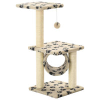 Produktbild von Syfax Katzen-Kratzbaum aus Sisal mit Pfoten-Aufdruck in Beige 65 cm