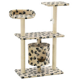 Syfax Katzen-Kratzbaum aus Sisal mit Pfoten-Aufdruck in Beige 95 cm – Bild 1 von 1