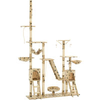 Produktbild von Syfax Katzen-Kratzbaum aus Sisal und Plüsch in Beige mit Pfoten-Aufdruck 240 cm