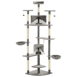Syfax Katzen-Kratzbaum mit Sisal-Kratzsäulen 203 cm Grau und Weiß – Bild 1 von 1