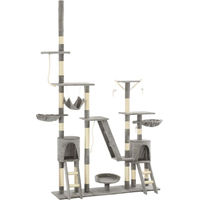 Produktbild von Syfax Katzen-Kratzbaum mit Sisal-Kratzsäulen in Grau 230-250 cm