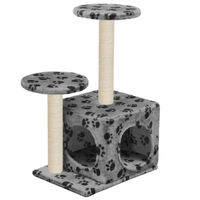 Produktbild von Syfax Katzenbaum mit Sisal-Kratzsäule 60 cm Grau mit Pfoten-Aufdruck