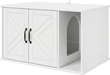 Syfax Katzenhaus aus Holzwerkstoff in Glänzend Weiß 85 x 55 x 50,5 cm – Bild 1 von 1