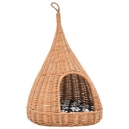 Syfax Katzenhaus Tipi aus Naturweide mit Kissen 40x60 cm – Bild 1 von 1