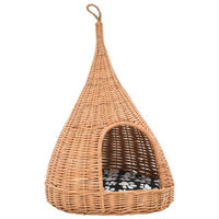Produktbild von Syfax Katzenhaus Tipi aus Naturweide mit Kissen 40x60 cm