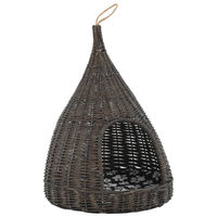 Produktbild von Syfax Katzenhaus Tipi aus Naturweide mit Kissen Grau 40x60 cm