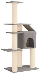 Syfax Kratzbaum für Katzen aus Holz und Plüsch in Grau, 183 cm – Bild 1 von 2