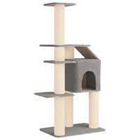 Produktbild von Syfax Kratzbaum für Katzen aus Holz und Plüsch in Grau, 183 cm