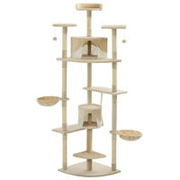 Produktbild von Syfax Kratzbaum für Katzen aus Sisal und Plüsch in Beige und Weiß 203 cm