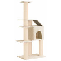Produktbild von Syfax Kratzbaum für Katzen in Creme mit Sisalpfosten aus Holz und Samt, 183 cm hoch