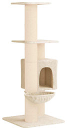 Syfax Kratzbaum für Katzen mit Sisal-Kratzsäulen in Creme 137 cm – Bild 1 von 2