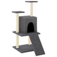 Produktbild von Syfax Kratzbaum für Katzen mit Sisal-Kratzsäulen in Dunkelgrau 110 cm