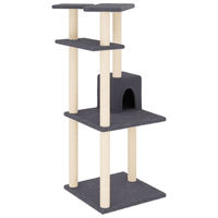 Produktbild von Syfax Kratzbaum für Katzen mit Sisal-Kratzsäulen in Dunkelgrau 123 cm
