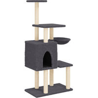 Produktbild von Syfax Kratzbaum für Katzen mit Sisal-Kratzsäulen in Dunkelgrau 131 cm