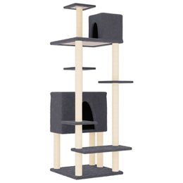 Syfax Kratzbaum für Katzen mit Sisal-Kratzsäulen in Dunkelgrau 154 cm – Bild 1 von 2