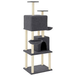 Syfax Kratzbaum für Katzen mit Sisal-Kratzsäulen in Dunkelgrau 180 cm – Bild 1 von 2