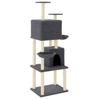 Produktbild von Syfax Kratzbaum für Katzen mit Sisal-Kratzsäulen in Dunkelgrau 180 cm