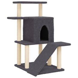 Syfax Kratzbaum für Katzen mit Sisal-Kratzsäulen in Dunkelgrau 97 cm – Bild 1 von 2