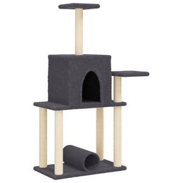 Syfax Kratzbaum für Katzen mit Sisal-Kratzsäulen in Grau 122 cm – Bild 1 von 2
