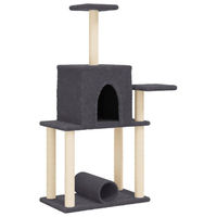 Produktbild von Syfax Kratzbaum für Katzen mit Sisal-Kratzsäulen in Grau 122 cm