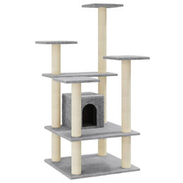 Syfax Kratzbaum für Katzen mit Sisal-Kratzsäulen in Hellgrau 110 cm – Bild 1 von 1