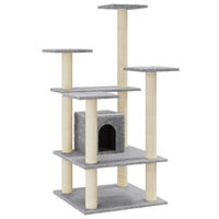 Produktbild von Syfax Kratzbaum für Katzen mit Sisal-Kratzsäulen in Hellgrau 110 cm