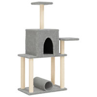 Produktbild von Syfax Kratzbaum für Katzen mit Sisal-Kratzsäulen in Hellgrau 122 cm