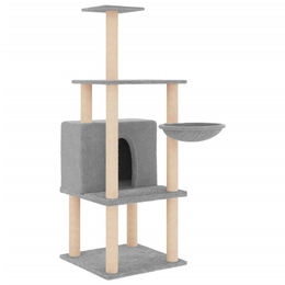 Syfax Kratzbaum für Katzen mit Sisal-Kratzsäulen in Hellgrau 132 cm – Bild 1 von 2