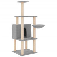 Produktbild von Syfax Kratzbaum für Katzen mit Sisal-Kratzsäulen in Hellgrau 132 cm