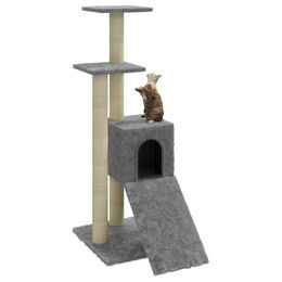 Syfax Kratzbaum für Katzen mit Sisal-Kratzsäulen in Hellgrau 92 cm – Bild 1 von 2
