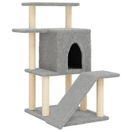 Syfax Kratzbaum für Katzen mit Sisal-Kratzsäulen in Hellgrau 97 cm – Bild 1 von 2