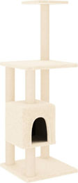 Syfax Kratzbaum für Katzen mit Sisal-Kratzsäulen und Plüsch in Creme 104 cm – Bild 1 von 1